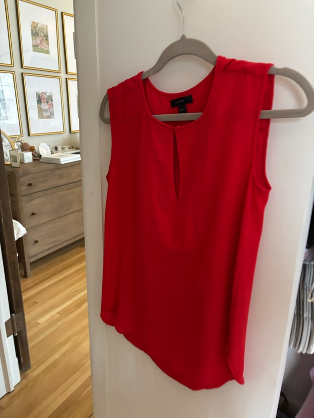 J. Crew Red Sleeveless Keyhole Blouse